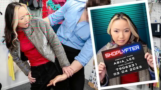 Asia Lee хотела украсть куртку из магазина но охранник застукал ее и трахнул